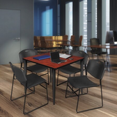 Regency Kahlo Square Table & Chair Sets, 48 W, 48 L, 29 H, Wood, Metal, Polypropylene Top, Cherry TPL4848CHBK44BK